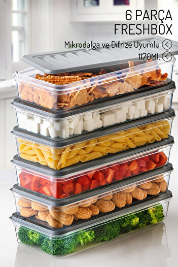 Nandy Home 6 Pieces of 1170 Ml. Freshbox Storage Container Set - Microwave and Dishwasher Compatible