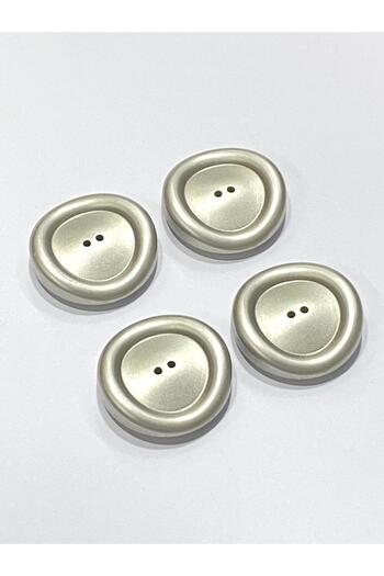 karantuhafiye Italian Coat Button / Matte Silver Large Size / 3.8 cm / Set of 4