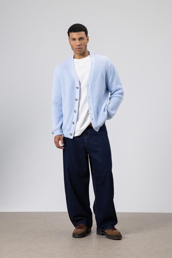 VAMOSCLO V-Neck Buttoned Knitted Cardigan Sweater Baby Blue