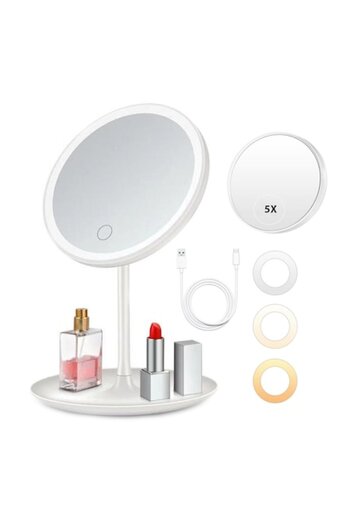 darklove LED Cosmetic Mirror for Makeup, Darklove, 5X Magnification, Adjustable Brightness, Touch Switch, Whi