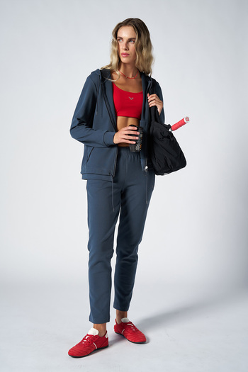 bilcee Women's Smoked Fashion Soft Textured Brushed Hooded Tracksuit Set 4037