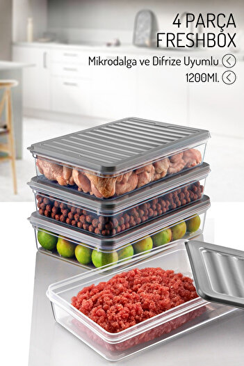 Nandy Home 4 Pieces of 1200 Ml. Freshbox Storage Container Set - Microwave and Dishwasher Compatible