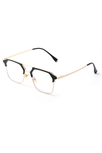 TomyHelf Unisex Retro Metal Framed Angled Clear Glass Blue Light Filter Computer Glasses