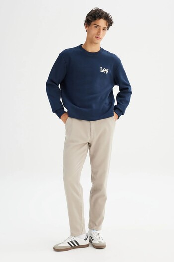 Lee Men's Navy Blue Small Logo Sweatshirt L2520365607-Rivetnavy