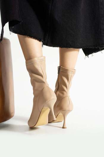 RevanStep Streç Kumaş Kitten Topuklu Bot 7cm Sock Boot