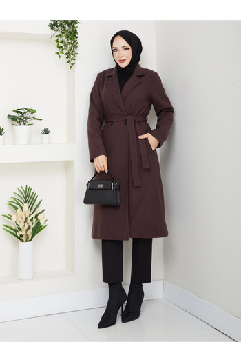 RACE FASHİON Belted Lined Cashmere Coat Rc5032
