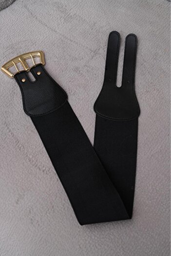 Mynoa Gold Buckle Elastic Women's Belt Coat Belt,