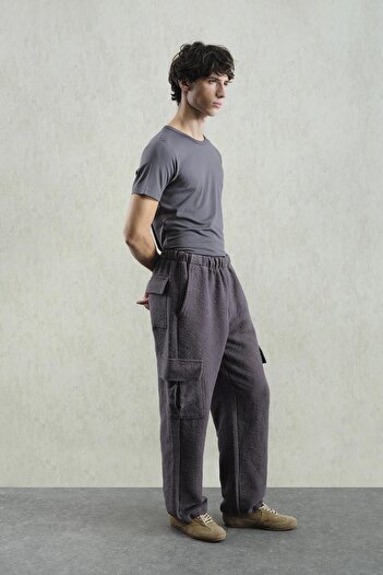 GIESTO Jacquard Patterned Cargo Anthracite Pants