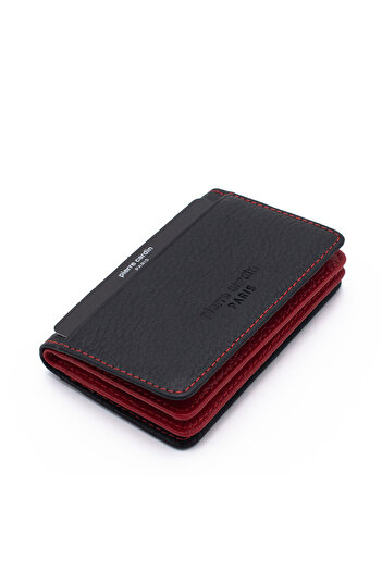 Pierre Cardin Black/Red Unisex Leather Card Holder 0188S2K