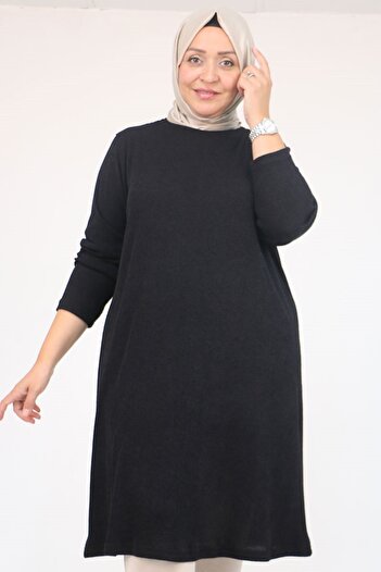 Eslina 58140 Plus Size Basic Mir Tunic - Black