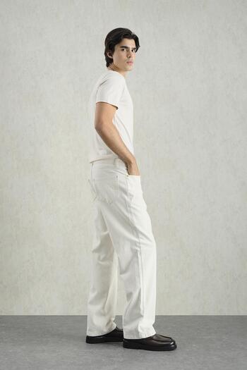 GIESTO Gold Accessory Detail Ecru Pants