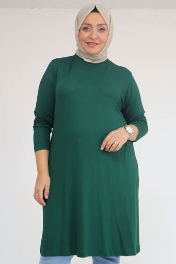 Eslina 58122 Plus Size Basic Strawberry Tunic - Emerald