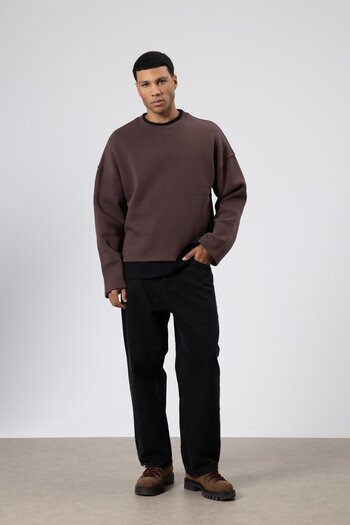 VAMOSCLO Boxy Fit Basic Sweatshirt Brown