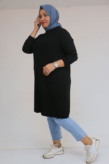 Eslina 58122 Plus Size Basic Strawberry Tunic - Black