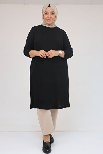 Eslina 58140 Plus Size Basic Mir Tunic - Black