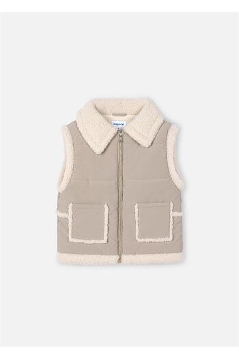 MAYORAL Girl's Plush Wool Vest Beige 4313