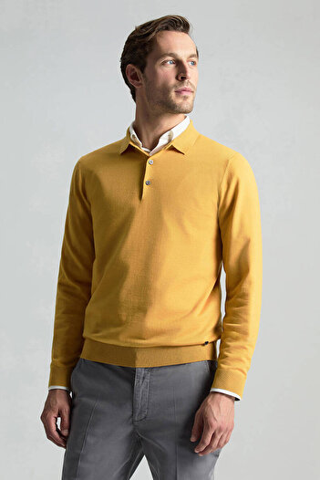 Hemington Merino Yünü Polo Yaka Sarı Triko