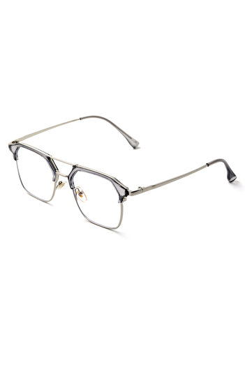 Angel Eyes Grey Transparent Metal Framed Square Retro Unisex Glasses Lightweight, Modern Design, Uv400 Protection