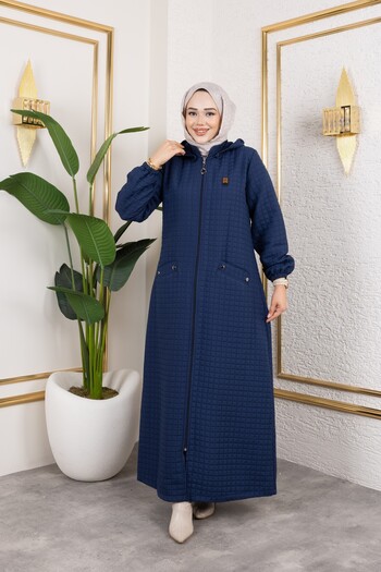 Moda MSK New Season Hooded Quilted Navy Blue Cap