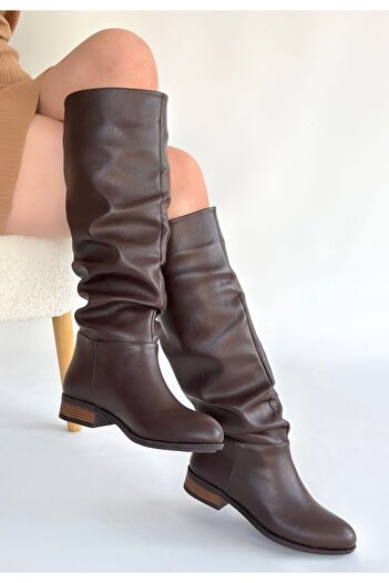 avvasflone Winda Brown Leather Gusseted Boots