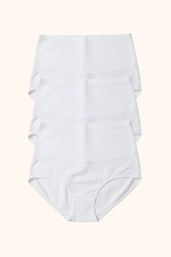 Hmd 3-Piece White High-Waisted Lycra Single Jersey Maternity Underwear Stretchy & Soft Fabric