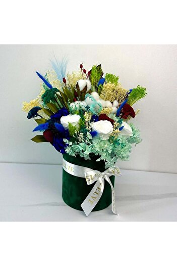 velve Aranjament floral Infinity, flori naturale criogenate si plante uscate conservate, 43 cm
