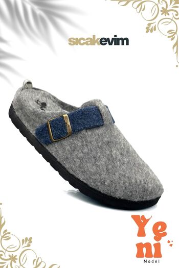 Moda Anna Women's Winter House Slippers – Warm, Lightweight and Durable Stylish Plush Slippers Gray Navy