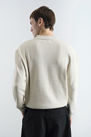 GIESTO Gold Buttoned Polo Neck Sweater