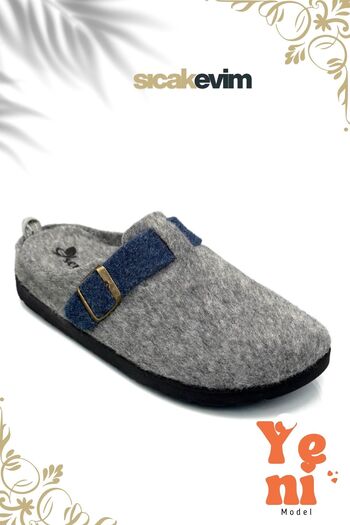 Moda Anna Women's Winter House Slippers – Warm, Lightweight and Durable Stylish Plush Slippers Gray Navy