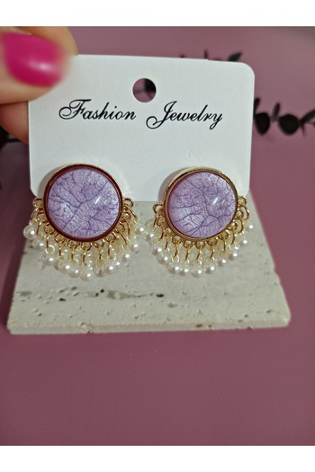 mos&more Lightweight Women's Earrings with Purple Pearls