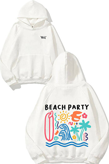 THEWERT Φούτερ με λευκή κουκούλα με σχέδιο Beach Party
