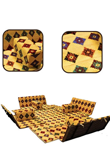 Cady One 5-piece ground mat, 200*300 cm, for 9 people, with 4 floor chairs and a cushion
