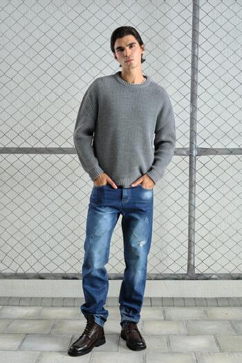 GIESTO Regular Fit Ribbed Knit Sweater