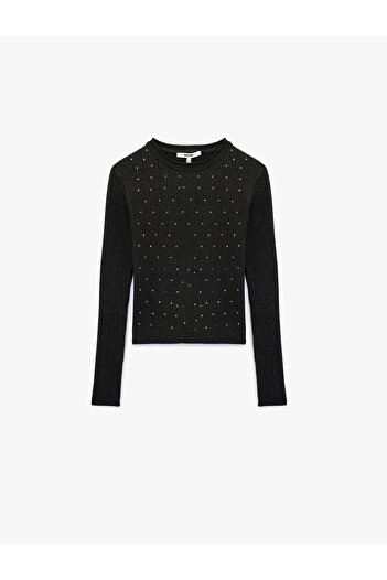 Koton Long Sleeve Crew Neck Stone Knit Sweater