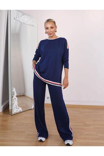 QİMYA BUTİK Buketli̇ Women's Tracksuit Shoulder Stripe Detailed Two-Piece Set