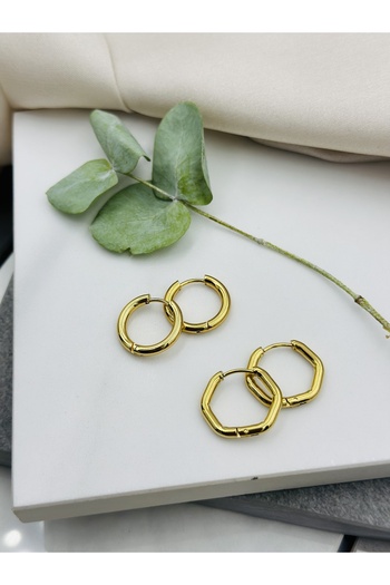 Unzilee Prism Model Gold Gold Color Ring Steel Earrings Does Not Change Color