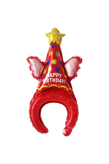 Toyska Metallic Foil Balloon, Crown Type, Party Hat Design, Individual Packaging, Straw Included, Inflatabl