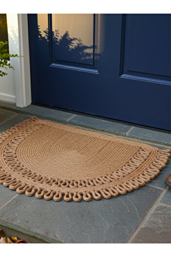 HomeTurko Hand Woven Jute Door Front Welcome Mat Custom Pattern Wicker Mat Innovative Decor for Your Spaces
