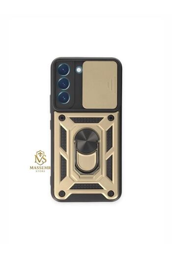 Massemr Samsung Galaxy S24 Premium Silicone Shock-Absorbing Transparent Protection Phone Case with Tank Lens Ring