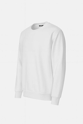 trender O Neck 3 Thread Ribbed Ecru Men's Sweatshirt 5012