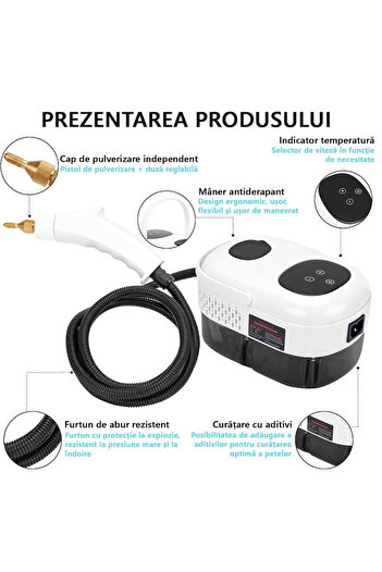 victiny Steam Cleaner, LittleDomi, 2500W, 3Bar, 1.1l Tank, Fast Heating 15s, 6 Levels, Touch Screen, 8