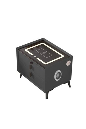 victiny Smart bedside table with wireless charging, LED lighting, Bluetooth speaker, USB and Type-C port –