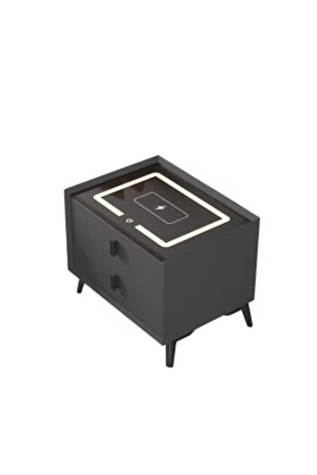 victiny Smart bedside table with wireless charging, LED lighting, Bluetooth speaker, USB and Type-C port –