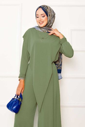 EBRUTESETTÜR Sandy Double Suit with Asymmetrical Detail on the Front