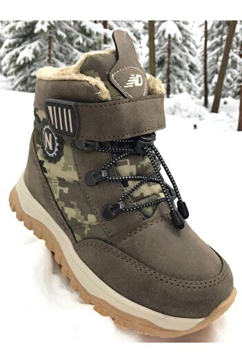 MARKABONİ Boy's Waterproof Cold Weather Resistant Velcro Snow Boots with Fur Inside