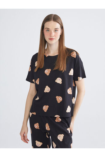 LC Waikiki Set de pijamale pentru femei LCW YoungBlack cu decolteu cu ursuleț