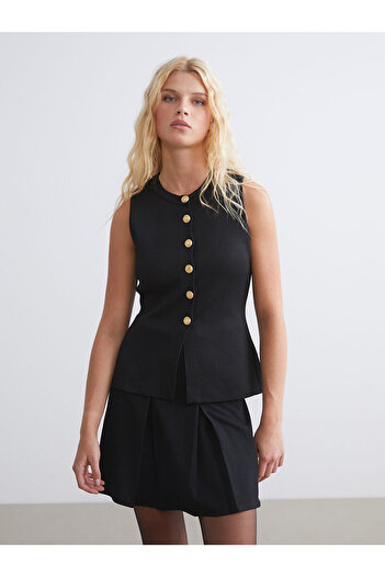 LC Waikiki Black Crew Neck Women's Knitwear Vest