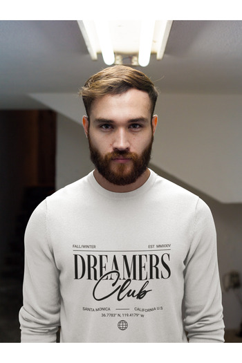 MAGORS Dreamers Club Printed Cotton Long Sleeve Ribbed 3-Ply Sweatshirt
