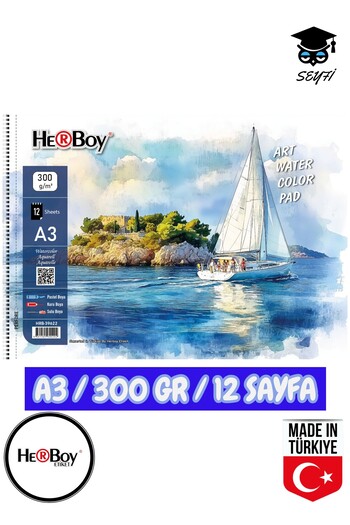 SEYFİKİRTASİYE 30X40 cm A3 Watercolor Sketching Charcoal Pencil Drawing Notebook 300 Gr Wire Bound 12 Sheets Herboy