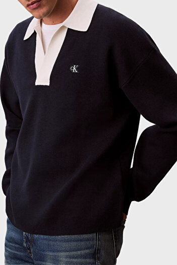 Calvin Klein Pamuklu Relaxed Fit Polo Yaka Kazak LV04RD303GCEF Erkek POLO YAKA KAZAK LV04RD303G CEF
